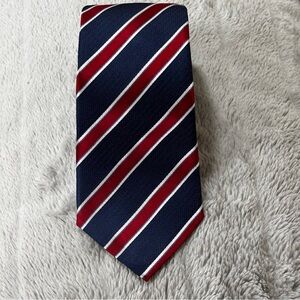 Tasso Elba Men’s Navy Red White Striped Silk NWT